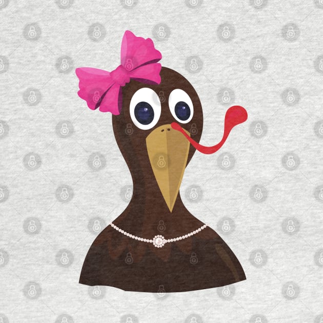 Turkey Face Girl Pink Bow T Shirt | Kids Thanksgiving Gift by MalibuSun